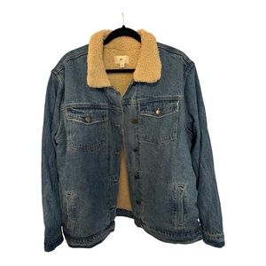 BP Blue Denim Jacket with Tan Sherpa Collar